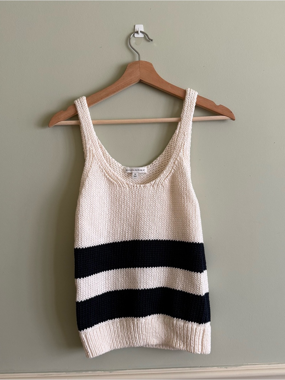 Banana Republic Cream & Black Striped Knit Tank